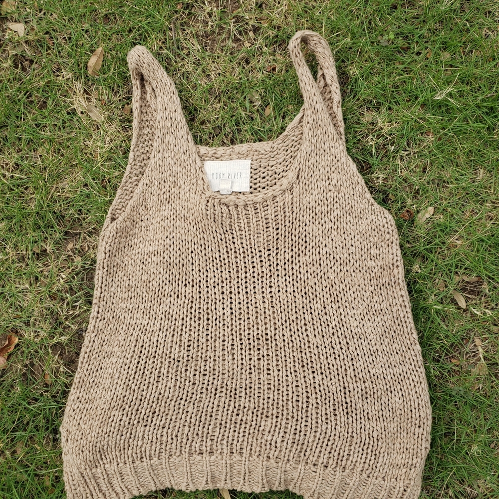 Tan beachy knitted tank top